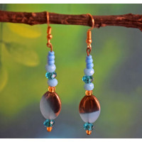Blue and Gold Dangle Earring - Flower Child